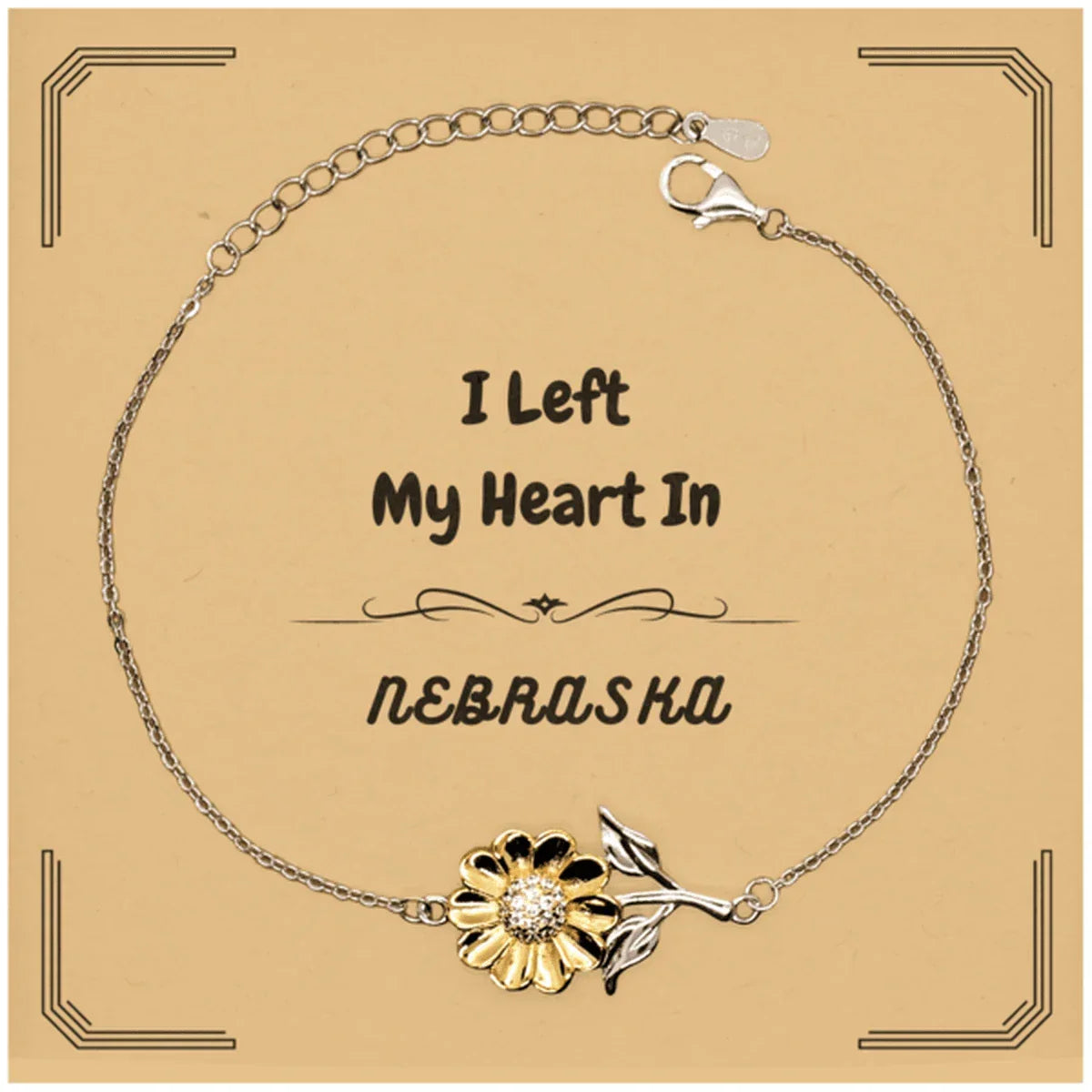 I Left My Heart In Nebraska Gifts, Meaningful Nebraska State for Friends, Men, Women. Sunflower Bracelet for Nebraska People