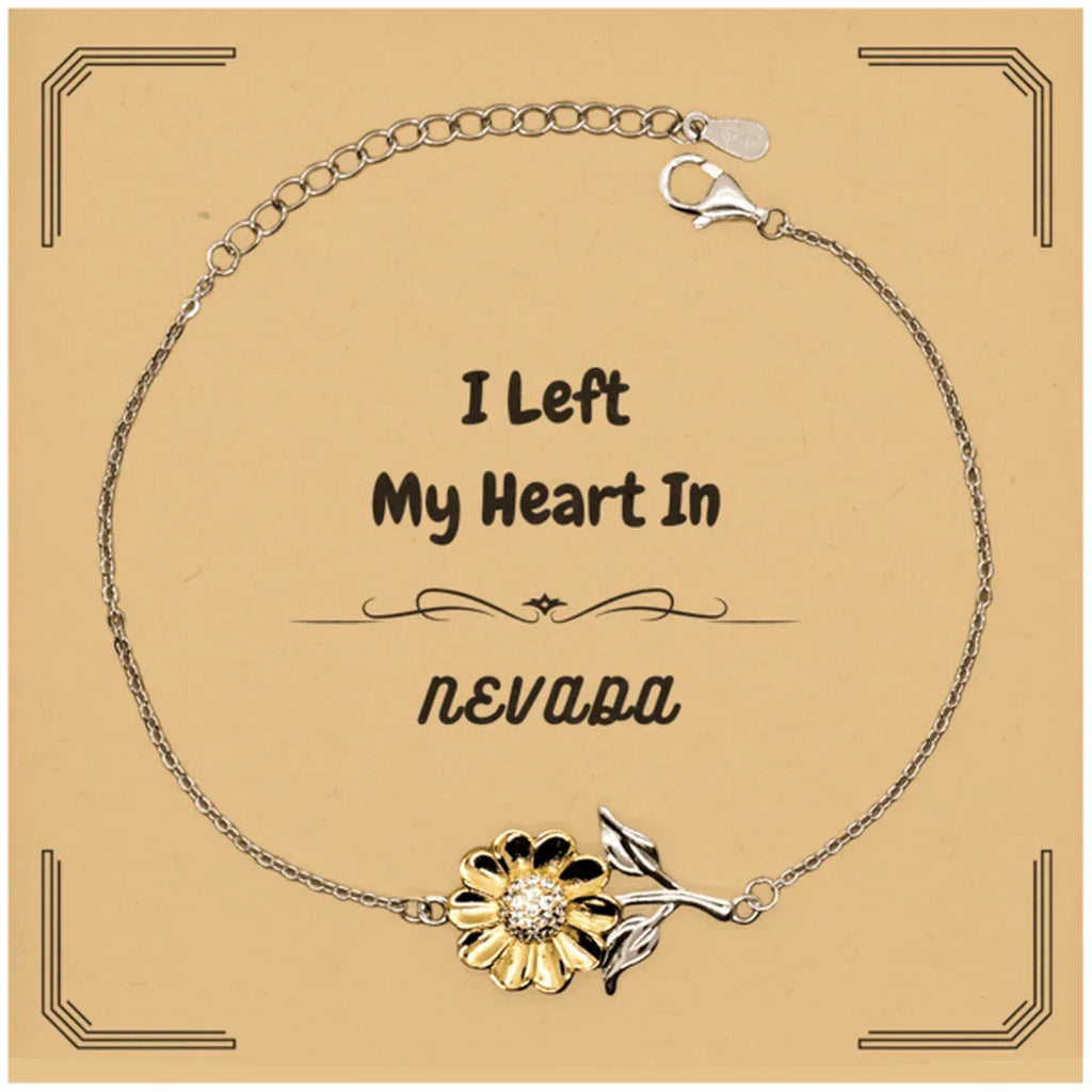 I Left My Heart In Nevada Gifts, Meaningful Nevada State for Friends, Men, Women. Sunflower Bracelet for Nevada People