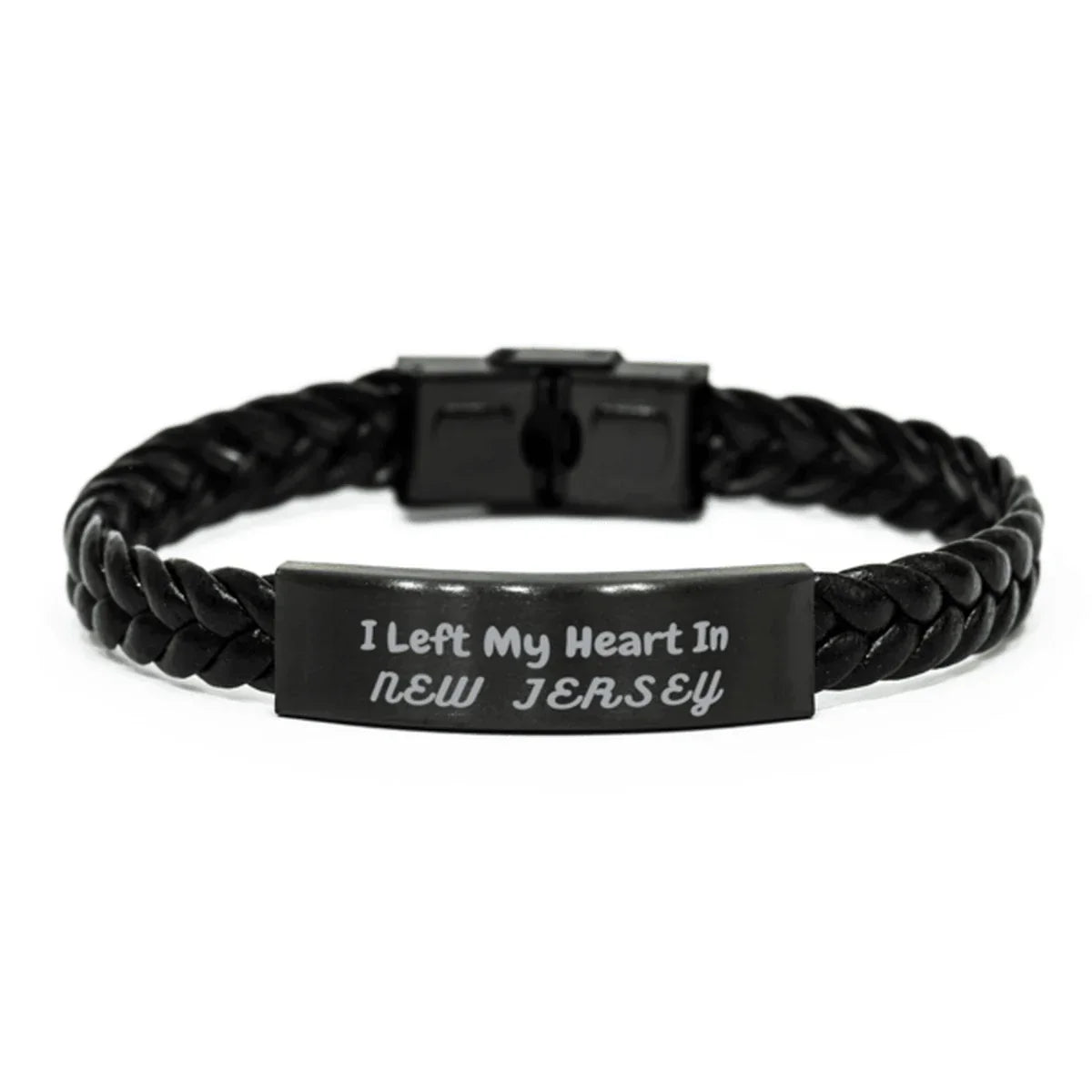 I Left My Heart In New Jersey Gifts, Meaningful New Jersey State for Friends, Men, Women. Braided Leather Bracelet for New Jersey People