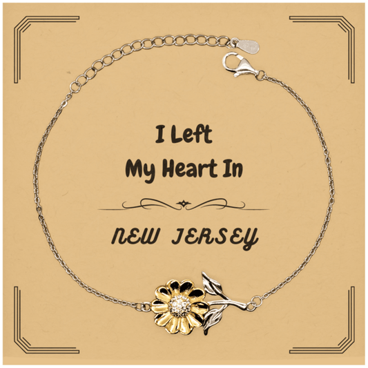 I Left My Heart In New Jersey Gifts, Meaningful New Jersey State for Friends, Men, Women. Sunflower Bracelet for New Jersey People - Mallard Moon Gift Shop