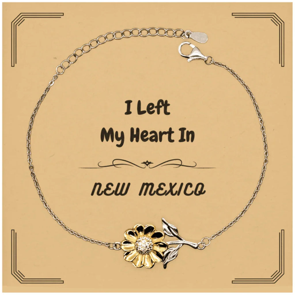 I Left My Heart In New Mexico Gifts, Meaningful New Mexico State for Friends, Men, Women. Sunflower Bracelet for New Mexico People