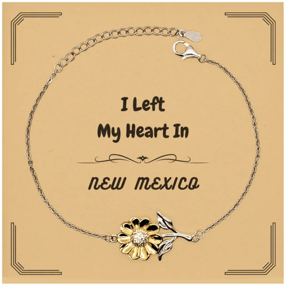I Left My Heart In New Mexico Gifts, Meaningful New Mexico State for Friends, Men, Women. Sunflower Bracelet for New Mexico People