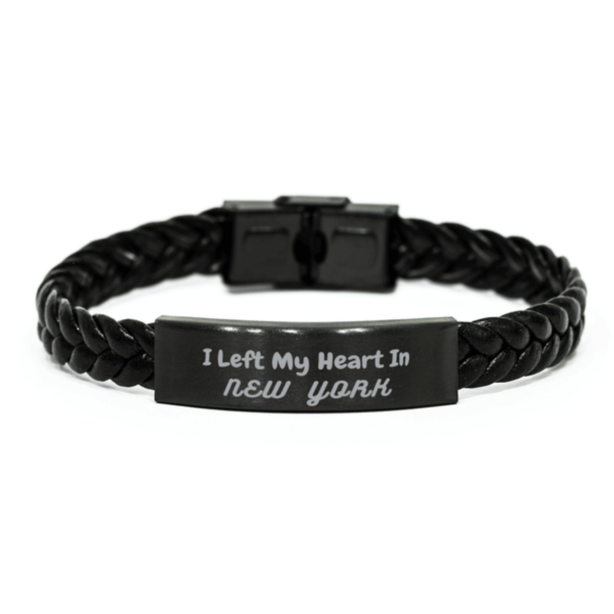 I Left My Heart In New York Gifts, Meaningful New York State for Friends, Men, Women. Braided Leather Bracelet for New York People - Mallard Moon Gift Shop