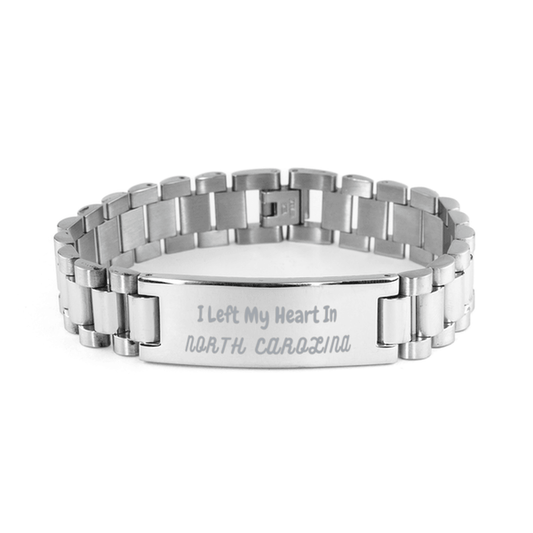 I Left My Heart In North Carolina Gifts, Meaningful North Carolina State for Friends, Men, Women. Ladder Stainless Steel Bracelet for North Carolina People - Mallard Moon Gift Shop