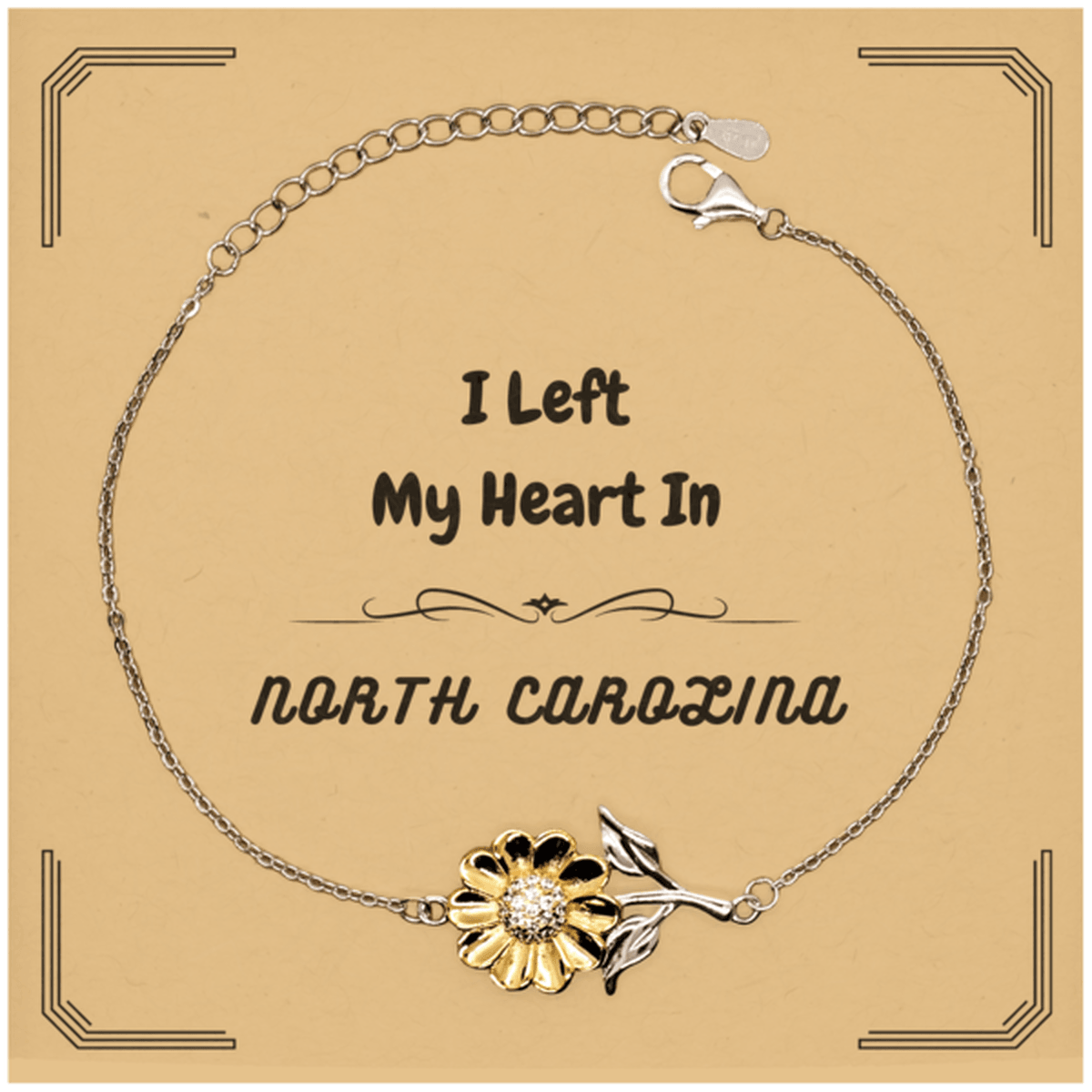 I Left My Heart In North Carolina Gifts, Meaningful North Carolina State for Friends, Men, Women. Sunflower Bracelet for North Carolina People - Mallard Moon Gift Shop