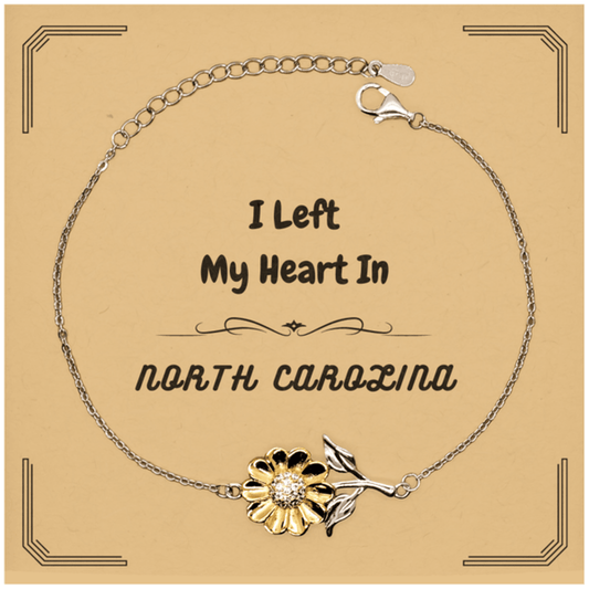 I Left My Heart In North Carolina Gifts, Meaningful North Carolina State for Friends, Men, Women. Sunflower Bracelet for North Carolina People - Mallard Moon Gift Shop