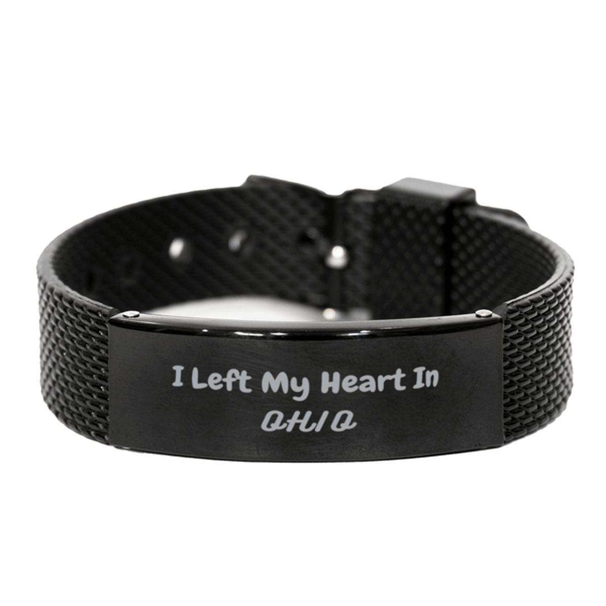 I Left My Heart In Ohio Gifts, Meaningful Ohio State for Friends, Men, Women. Black Shark Mesh Bracelet for Ohio People - Mallard Moon Gift Shop