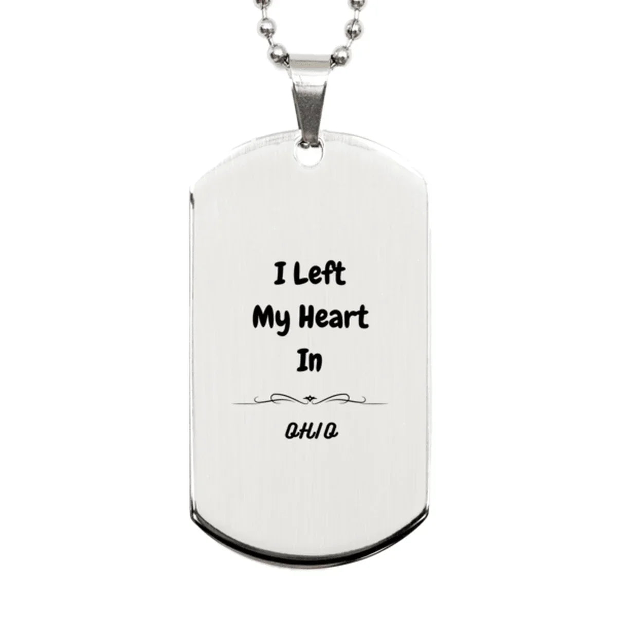 I Left My Heart In Ohio Gifts, Meaningful Ohio State for Friends, Men, Women. Silver Dog Tag for Ohio People