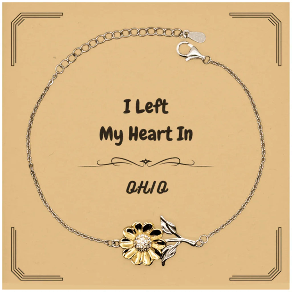 I Left My Heart In Ohio Gifts, Meaningful Ohio State for Friends, Men, Women. Sunflower Bracelet for Ohio People