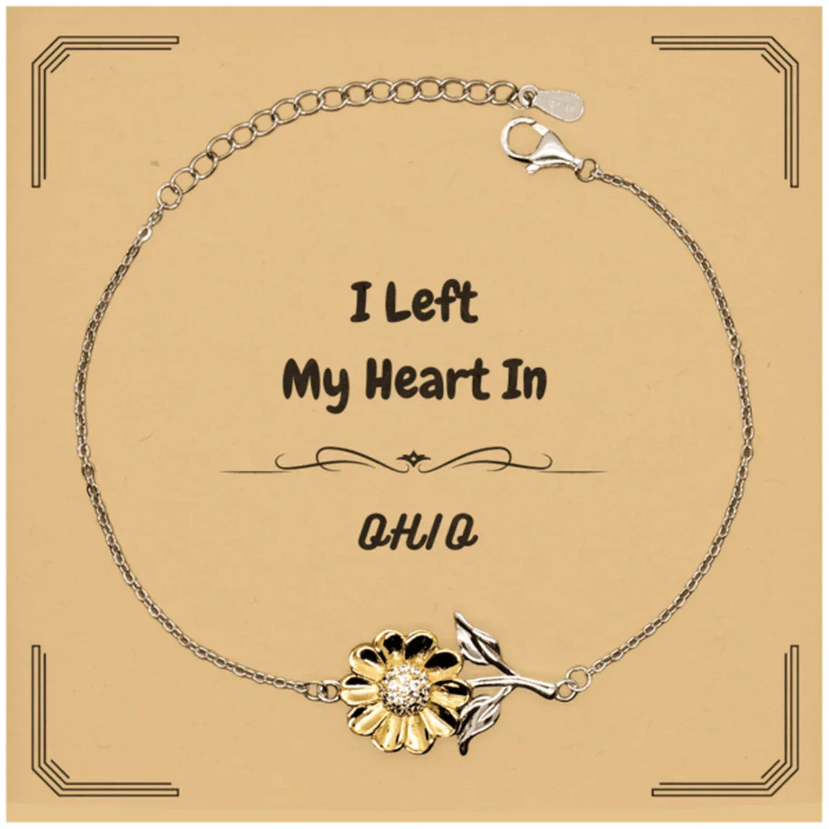 I Left My Heart In Ohio Gifts, Meaningful Ohio State for Friends, Men, Women. Sunflower Bracelet for Ohio People