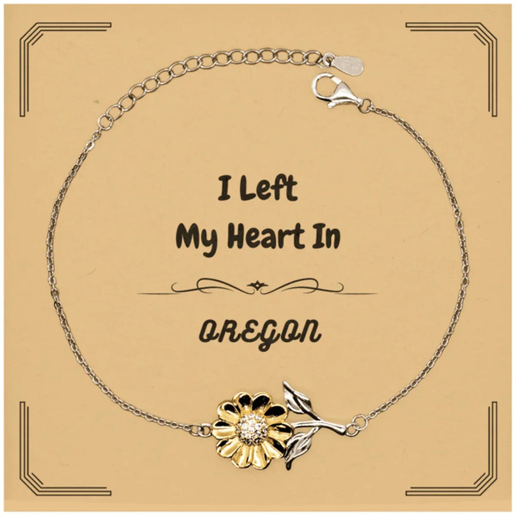 I Left My Heart In Oregon Gifts, Meaningful Oregon State for Friends, Men, Women. Sunflower Bracelet for Oregon People
