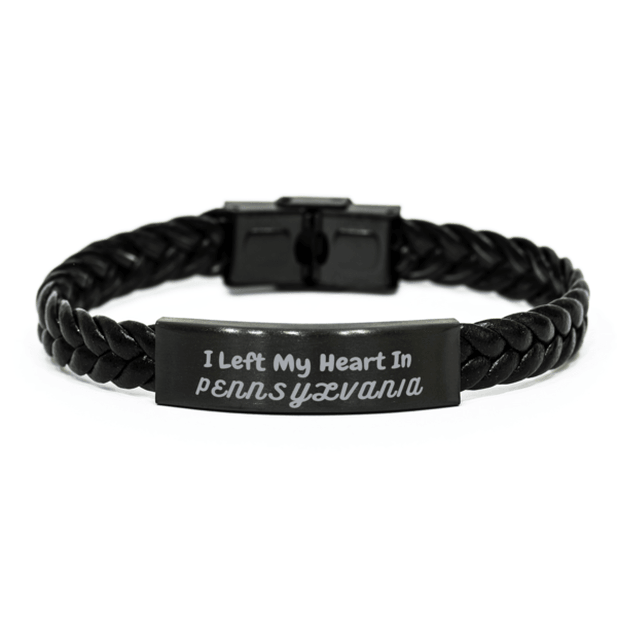 I Left My Heart In Pennsylvania Gifts, Meaningful Pennsylvania State for Friends, Men, Women. Braided Leather Bracelet for Pennsylvania People - Mallard Moon Gift Shop