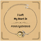 I Left My Heart In Pennsylvania Gifts, Meaningful Pennsylvania State for Friends, Men, Women. Sunflower Bracelet for Pennsylvania People