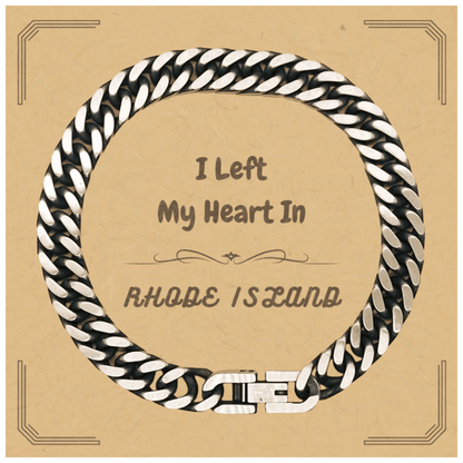 I Left My Heart In Rhode Island Gifts, Meaningful Rhode Island State for Friends, Men, Women. Cuban Link Chain Bracelet for Rhode Island People - Mallard Moon Gift Shop