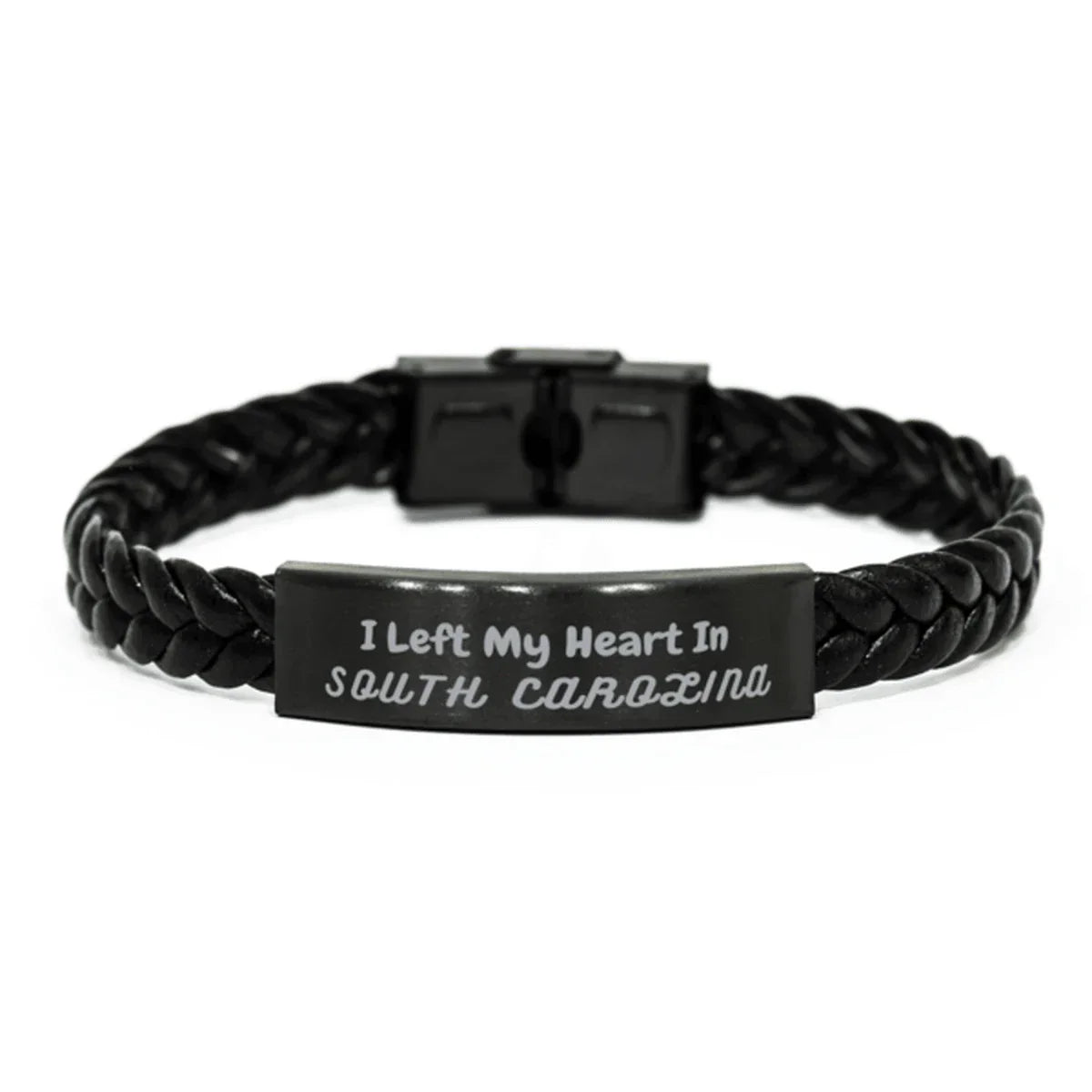 I Left My Heart In South Carolina Gifts, Meaningful South Carolina State for Friends, Men, Women. Braided Leather Bracelet for South Carolina People