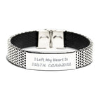 I Left My Heart In South Carolina Gifts, Meaningful South Carolina State for Friends, Men, Women. Stainless Steel Bracelet for South Carolina People