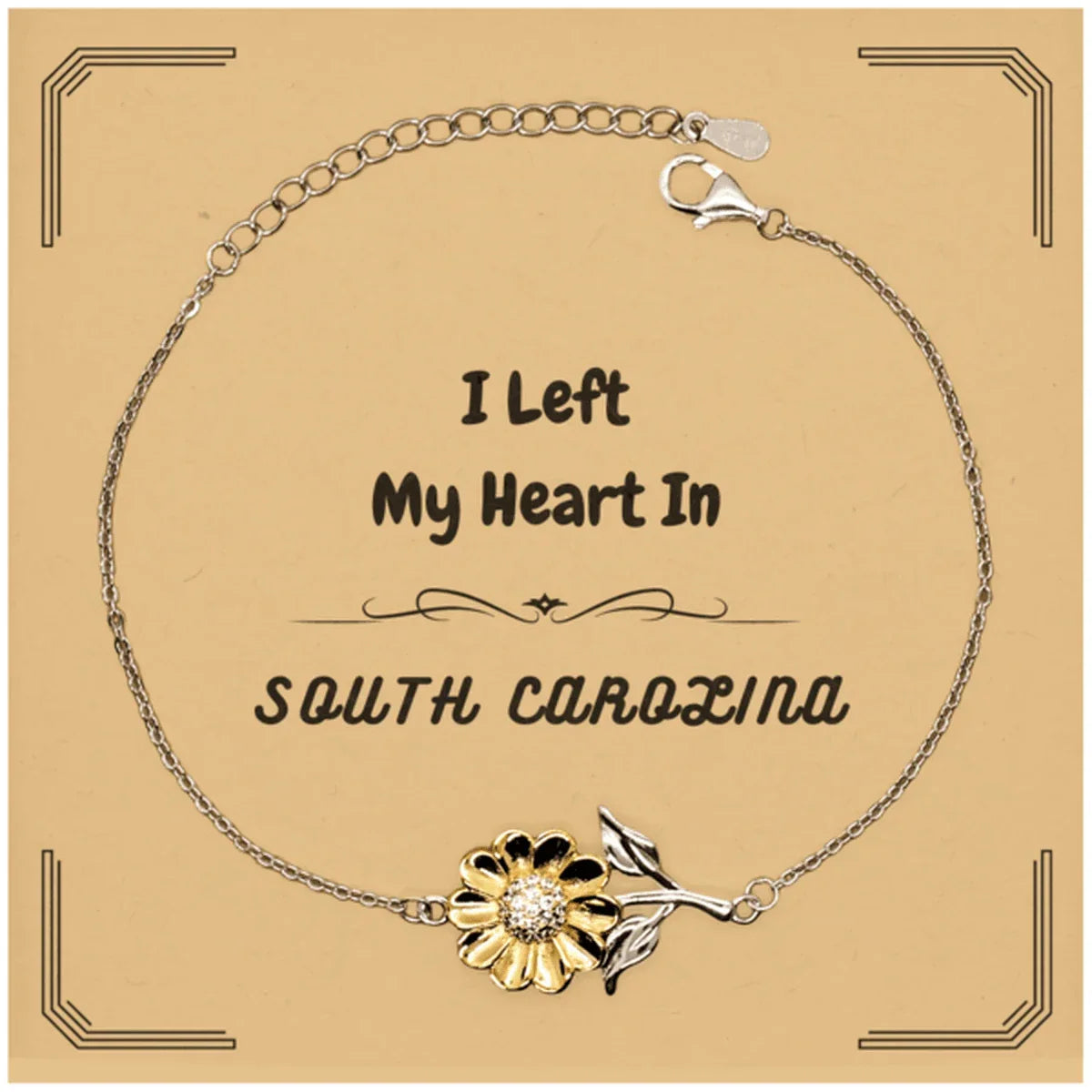 I Left My Heart In South Carolina Gifts, Meaningful South Carolina State for Friends, Men, Women. Sunflower Bracelet for South Carolina People