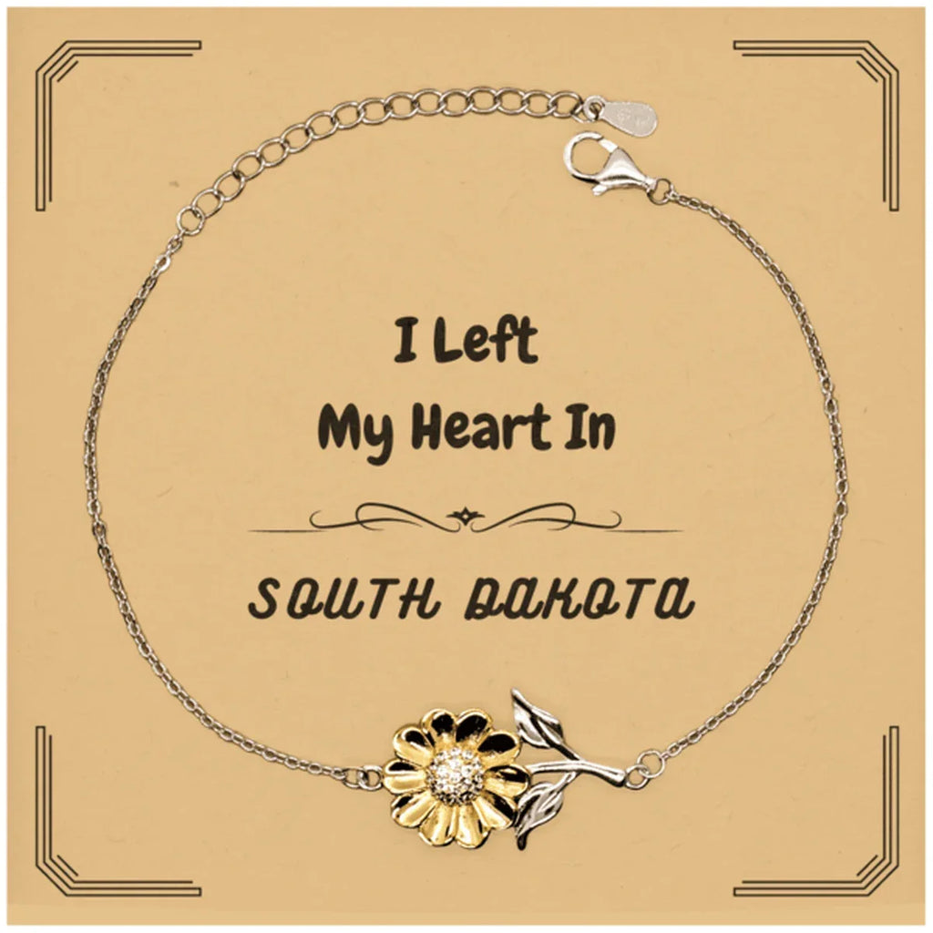 I Left My Heart In South Dakota Gifts, Meaningful South Dakota State for Friends, Men, Women. Sunflower Bracelet for South Dakota People