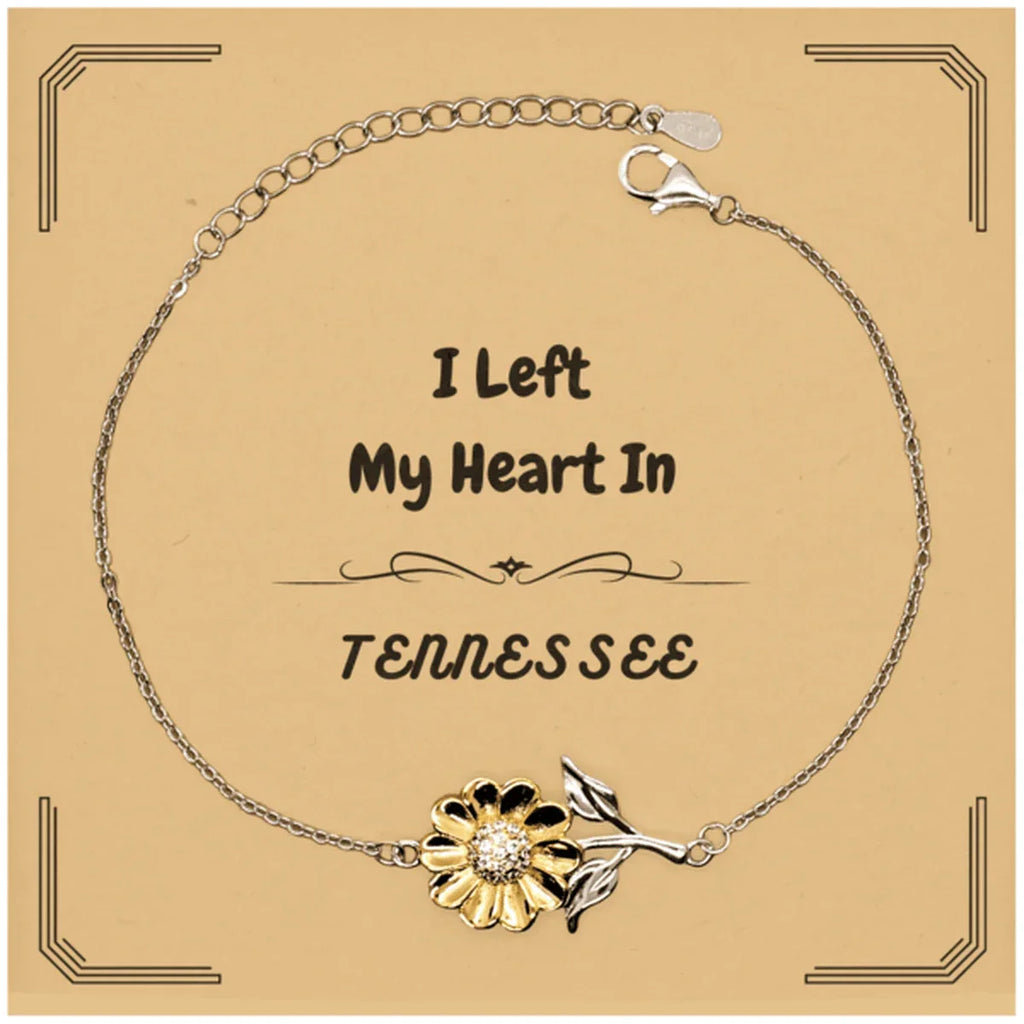 I Left My Heart In Tennessee Gifts, Meaningful Tennessee State for Friends, Men, Women. Sunflower Bracelet for Tennessee People