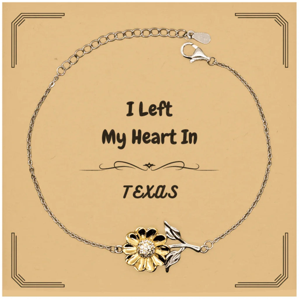 I Left My Heart In Texas Gifts, Meaningful Texas State for Friends, Men, Women. Sunflower Bracelet for Texas People