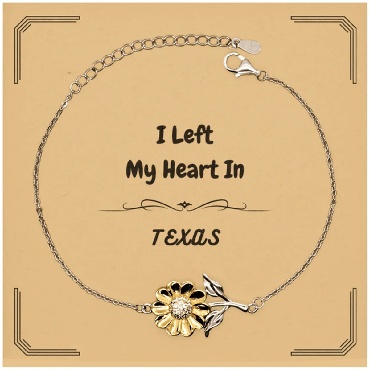 I Left My Heart In Texas Gifts, Meaningful Texas State for Friends, Men, Women. Sunflower Bracelet for Texas People
