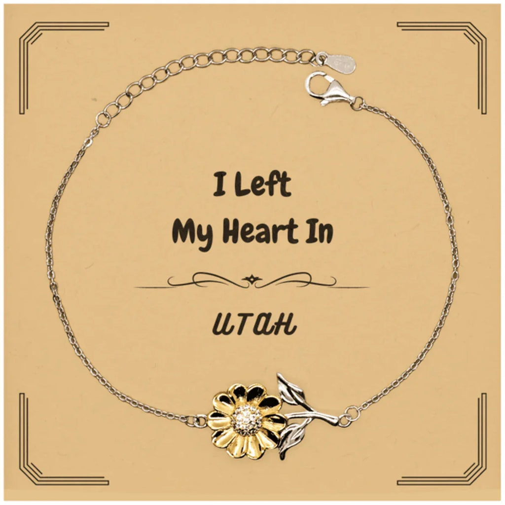 I Left My Heart In Utah Gifts, Meaningful Utah State for Friends, Men, Women. Sunflower Bracelet for Utah People