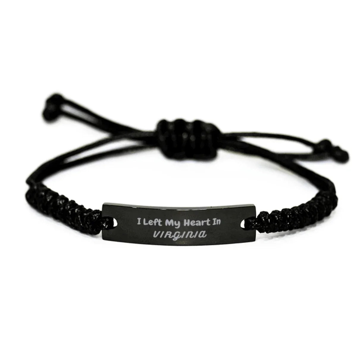 I Left My Heart In Virginia Gifts, Meaningful Virginia State for Friends, Men, Women. Black Rope Bracelet for Virginia People