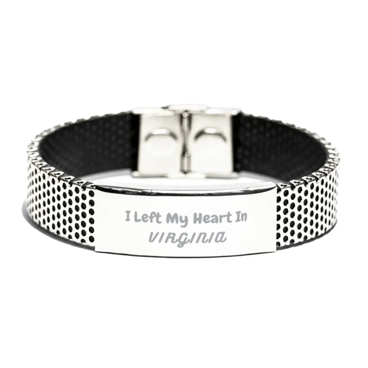 I Left My Heart In Virginia Gifts, Meaningful Virginia State for Friends, Men, Women. Stainless Steel Bracelet for Virginia People