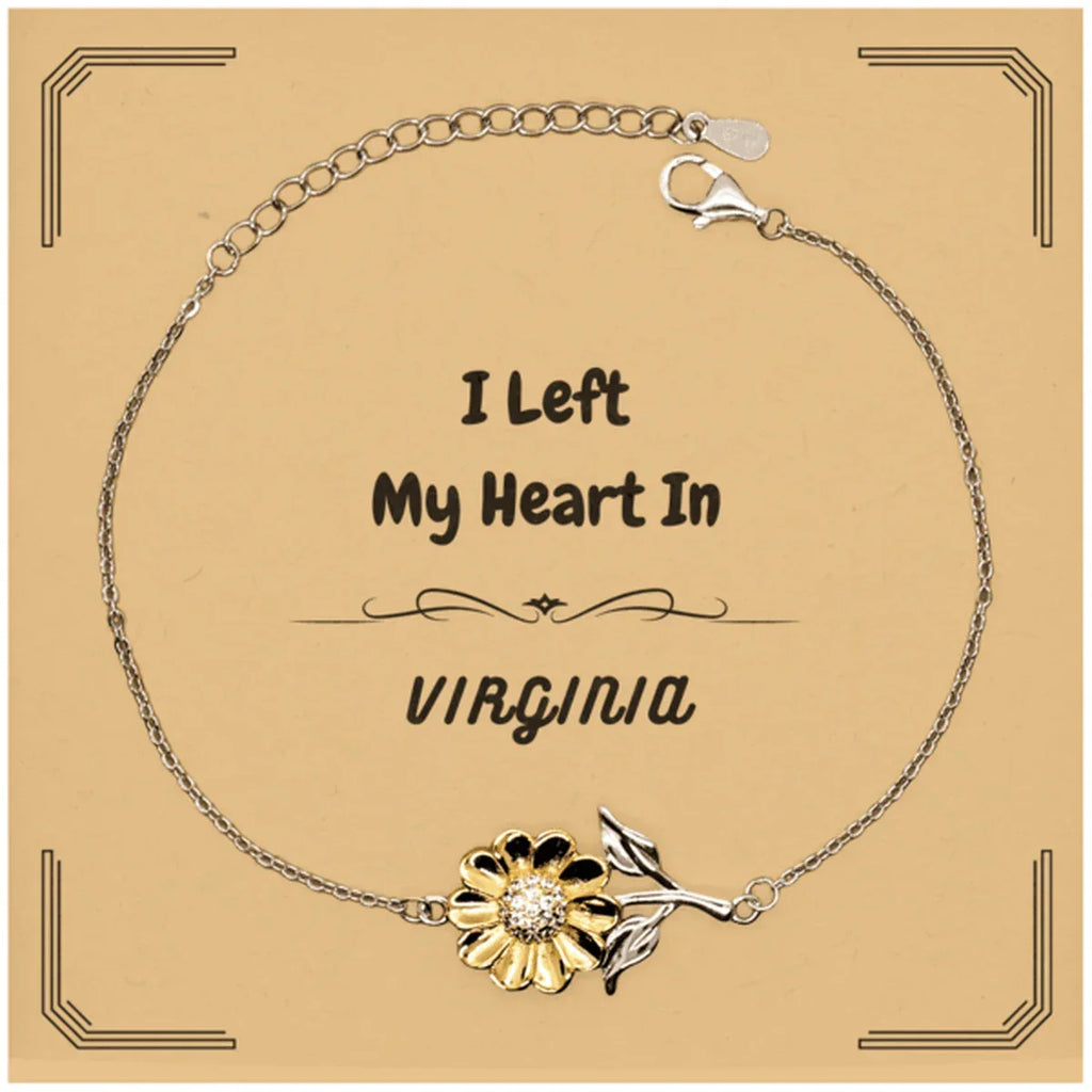 I Left My Heart In Virginia Gifts, Meaningful Virginia State for Friends, Men, Women. Sunflower Bracelet for Virginia People