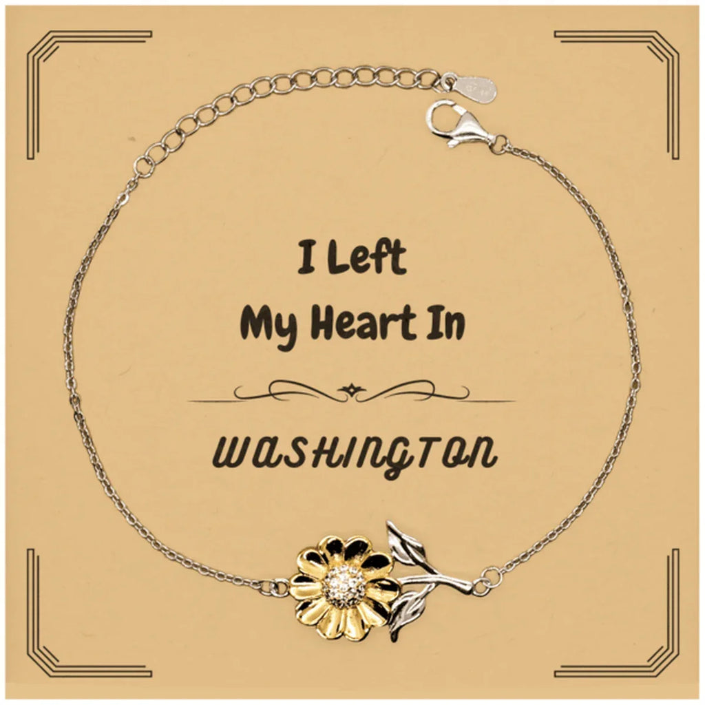 I Left My Heart In Washington Gifts, Meaningful Washington State for Friends, Men, Women. Sunflower Bracelet for Washington People