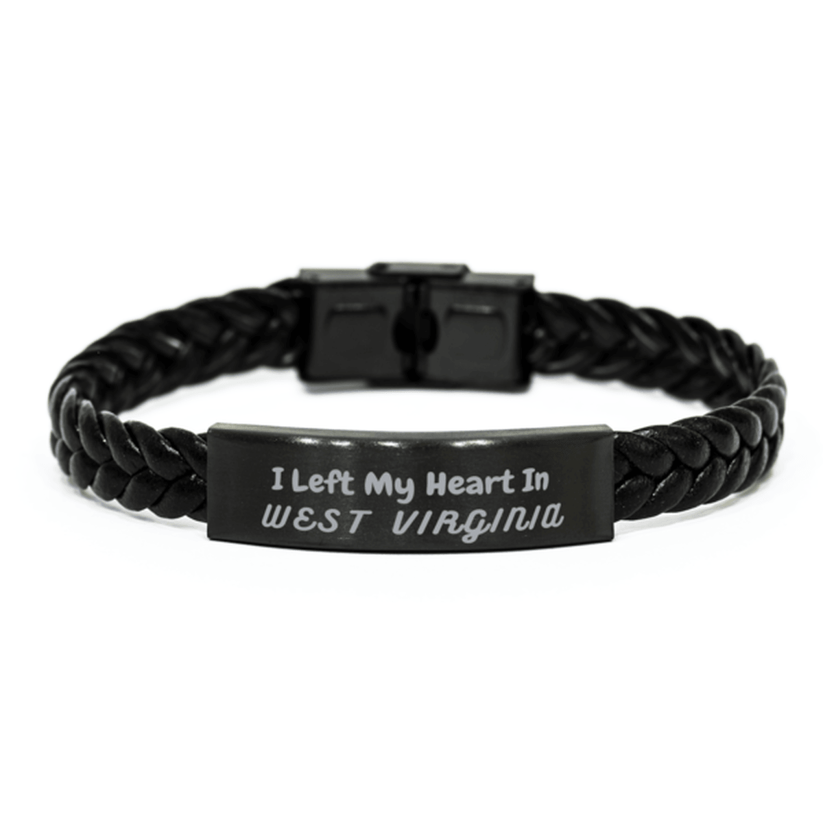I Left My Heart In West Virginia Gifts, Meaningful West Virginia State for Friends, Men, Women. Braided Leather Bracelet for West Virginia People - Mallard Moon Gift Shop