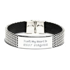 I Left My Heart In West Virginia Gifts, Meaningful West Virginia State for Friends, Men, Women. Stainless Steel Bracelet for West Virginia People