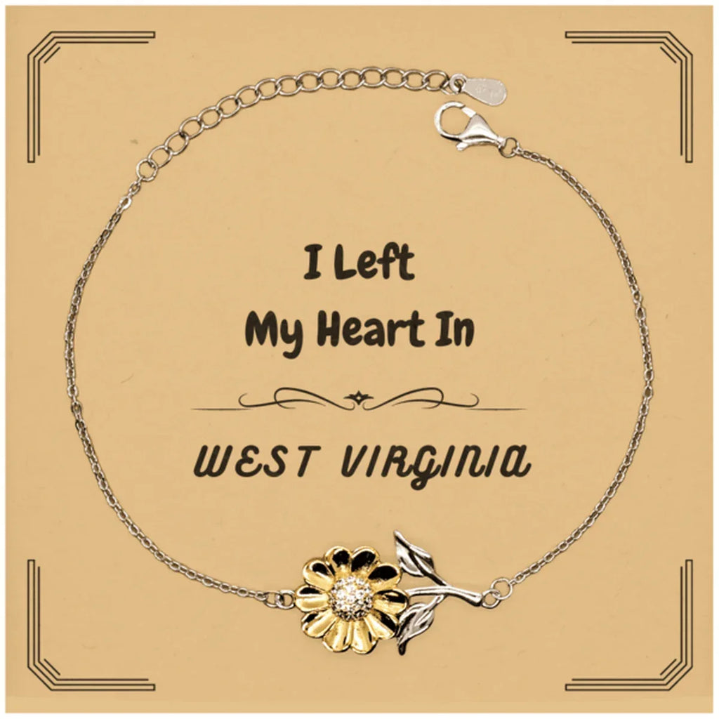 I Left My Heart In West Virginia Gifts, Meaningful West Virginia State for Friends, Men, Women. Sunflower Bracelet for West Virginia People