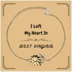 I Left My Heart In West Virginia Gifts, Meaningful West Virginia State for Friends, Men, Women. Sunflower Bracelet for West Virginia People