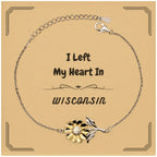 I Left My Heart In Wisconsin Gifts, Meaningful Wisconsin State for Friends, Men, Women. Sunflower Bracelet for Wisconsin People