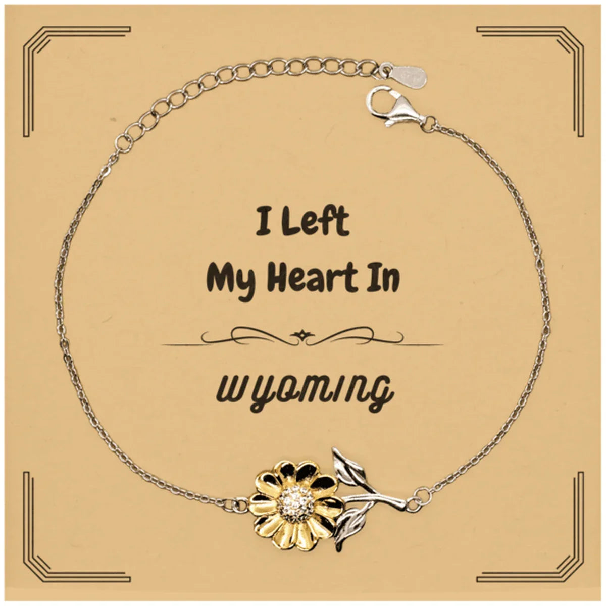 I Left My Heart In Wyoming Gifts, Meaningful Wyoming State for Friends, Men, Women. Sunflower Bracelet for Wyoming People
