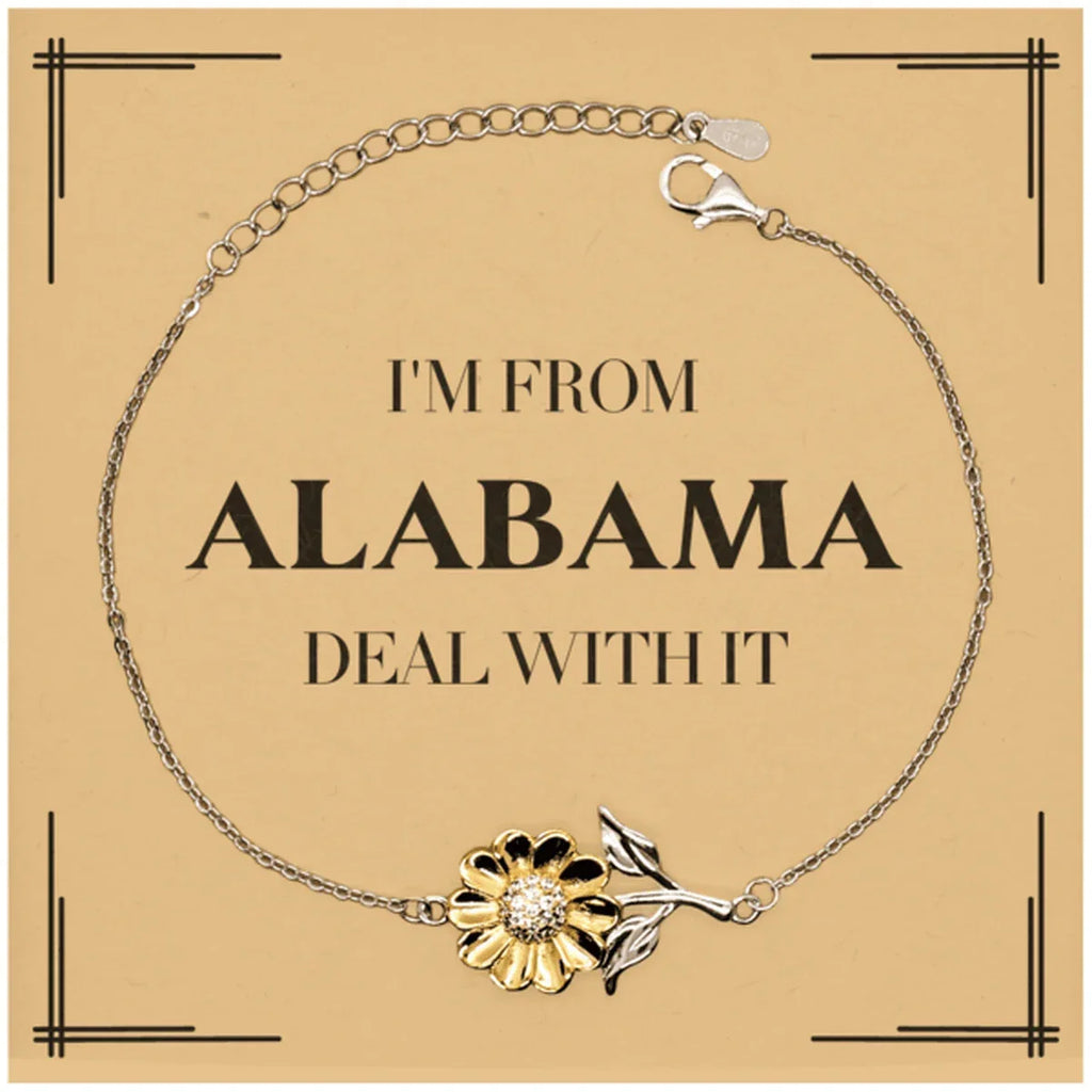 Alabama Sunshine Sterling Sunflower Bracelet - 18K Gold Plated Petals On 100 Percent Silver Base With Adjustable Chain