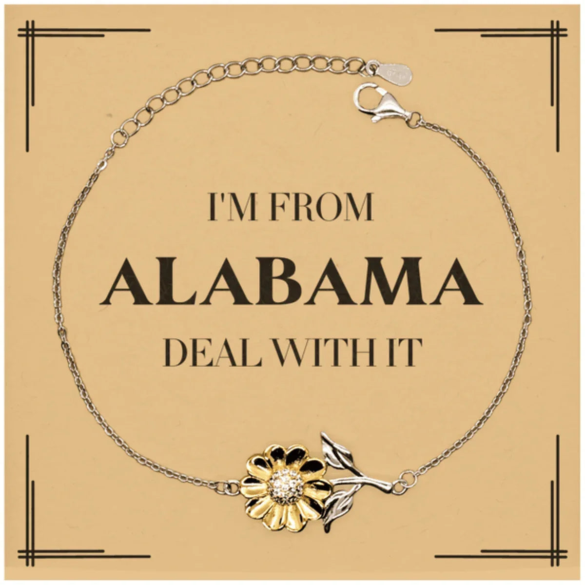 Alabama Sunshine Sterling Sunflower Bracelet - 18K Gold Plated Petals On 100 Percent Silver Base With Adjustable Chain