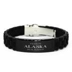 I'm from Alaska, Deal with it, Proud Alaska State Black Glidelock Clasp Bracelet Gift Idea