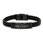 I'm from Arkansas, Deal with it, Proud Arkansas State Braided Leather Bracelet Gift Idea