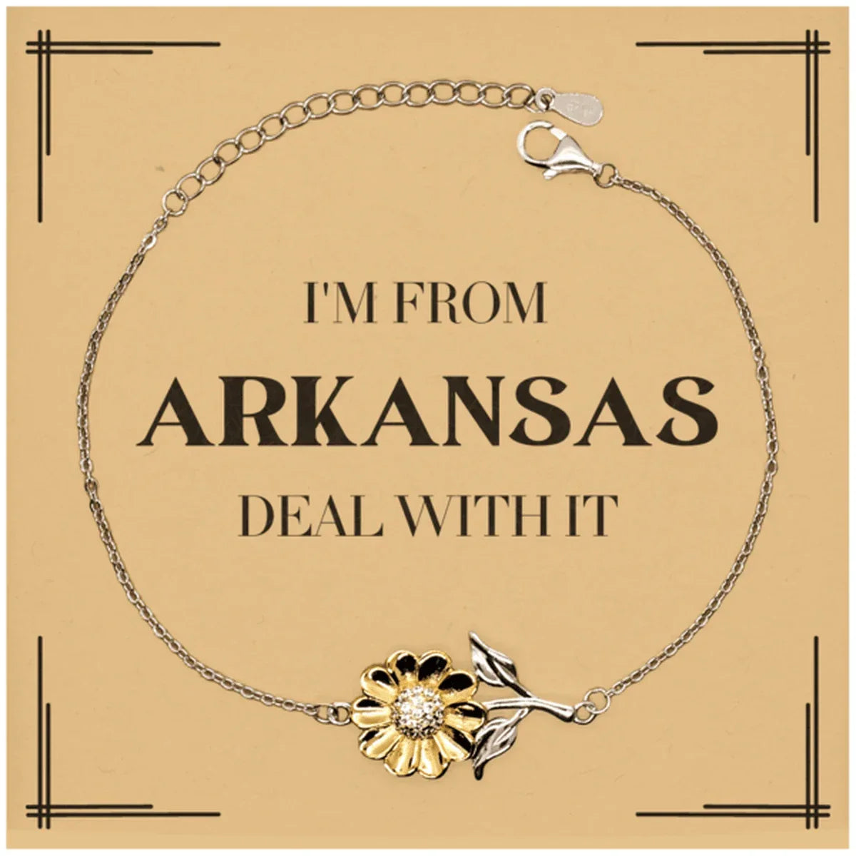 I'm from Arkansas, Deal with it, Proud Arkansas State Gifts, Arkansas Sunflower Bracelet Gift Idea, Christmas Gifts for Arkansas People, Coworkers, Colleague