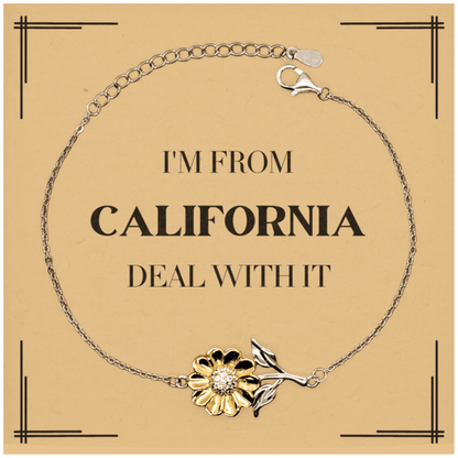 I'm from California, Deal with it, Proud California State Gifts, California Sunflower Bracelet Gift Idea, Christmas Gifts for California People, Coworkers, Colleague - Mallard Moon Gift Shop