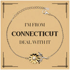 I'm from Connecticut, Deal with it, Proud Connecticut State Gifts, Connecticut Sunflower Bracelet Gift Idea, Christmas Gifts for Connecticut People, Coworkers, Colleague