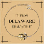 I'm from Delaware, Deal with it, Proud Delaware State Gifts, Delaware Sunflower Bracelet Gift Idea, Christmas Gifts for Delaware People, Coworkers, Colleague