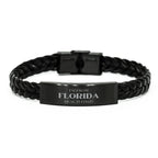 I'm from Florida, Deal with it, Proud Florida State Braided Leather Bracelet Gift Idea