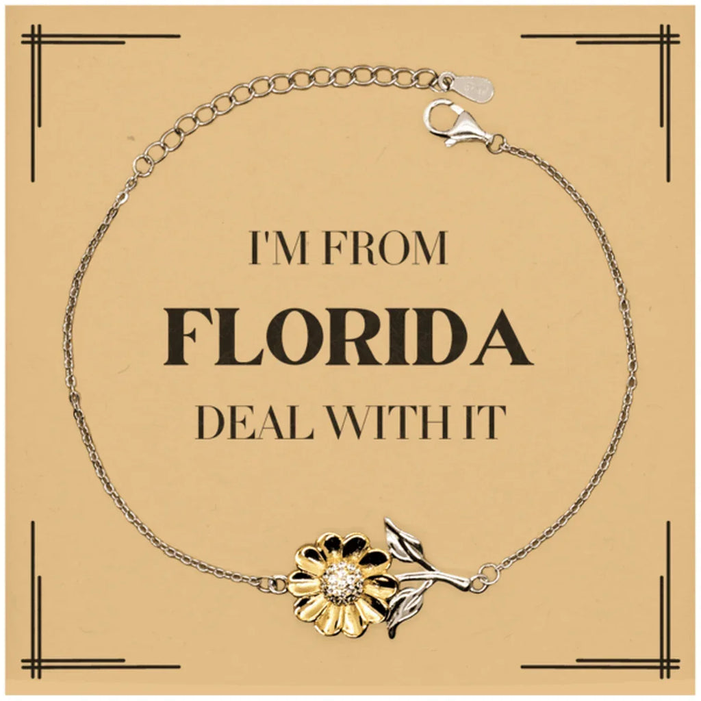 I'm from Florida, Deal with it, Proud Florida State Gifts, Florida Sunflower Bracelet Gift Idea, Christmas Gifts for Florida People, Coworkers, Colleague