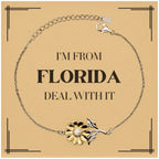 I'm from Florida, Deal with it, Proud Florida State Gifts, Florida Sunflower Bracelet Gift Idea, Christmas Gifts for Florida People, Coworkers, Colleague