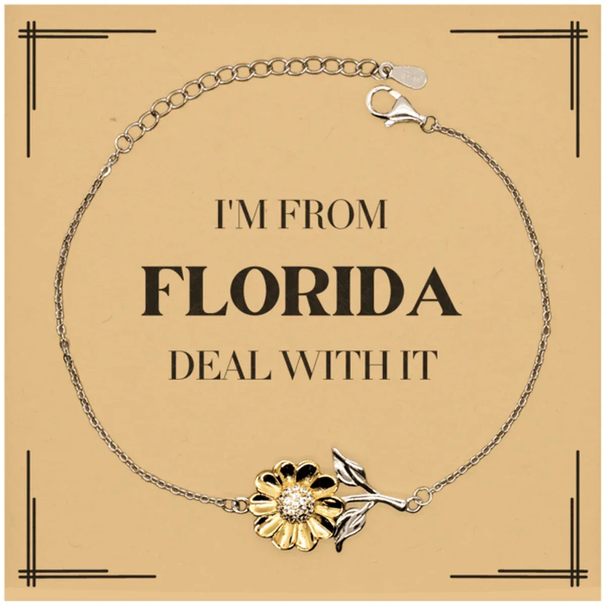 I'm from Florida, Deal with it, Proud Florida State Gifts, Florida Sunflower Bracelet Gift Idea, Christmas Gifts for Florida People, Coworkers, Colleague