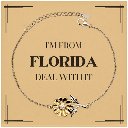 I'm from Florida, Deal with it, Proud Florida State Gifts, Florida Sunflower Bracelet Gift Idea, Christmas Gifts for Florida People, Coworkers, Colleague - Mallard Moon Gift Shop