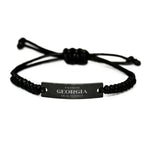 I'm from Georgia, Deal with it, Proud Georgia State Black Rope Bracelet Gift Idea